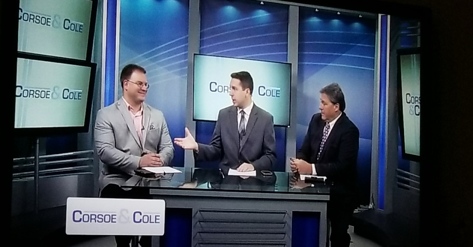 Tim Clagg on the Corsoe & Cole studio sports desk